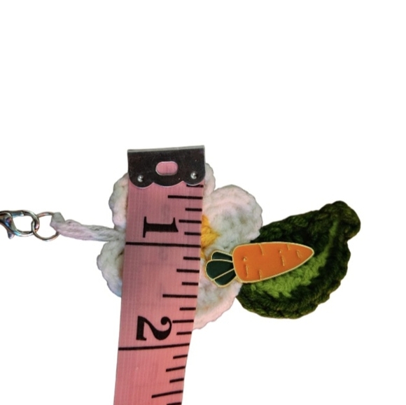 Handmade Keychain Crochet Flower Carrot  Enamel Pin White Zipper Pull Accessory - Picture 15 of 17